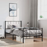 Metal Bed Frame without Mattress with Footboard Black 100x190cm 352492