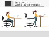 Ergonomic Mesh Standing Desk Chair with Adjustable Footrest Ring and Seat Height Black T3398P344262