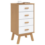 ZNTS Bedside Cabinet OLDEN White and Brown Solid Wood Pine 358587