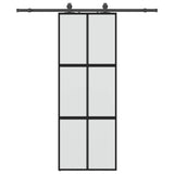 Sliding Door with Hardware Set Black 76x205 cm Tempered Glass 3375820