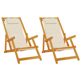 Beach Chair with Cushion 2 pcs Brown x x Solid Acacia wood 3325141