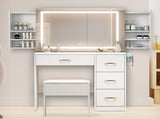 White hemp surface particle board with triamine 4 drawers 2 side push-pull storage rack 1 LED touch 26098664