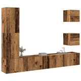 5 Piece TV Cabinet Set Wall-mounted Old Wood Engineered Wood 3329201
