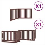 Dog Gate with Door Foldable 6 Panels Brown 480 cm Poplar Wood 3155689
