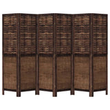 Room Divider 6 Panels Dark Brown Solid Wood Paulownia 358713