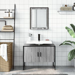ZNTS 2 Piece Bathroom Cabinet Set Grey Sonoma Engineered Wood 3214342