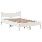 ZNTS Bed Frame without Mattress White 120x190 cm Small Double Solid Wood Pine 3323396