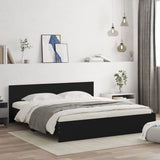 Bed Frame Black Engineered wood and plywood 200x200 cm Modern 3207456