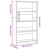 Bookcase Smoked Oak 80x24x143 cm Engineered Wood 857848