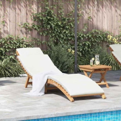 Sun Lounger Cream white 188 x 55 x 59 cm Solid teak wood 42008389