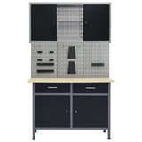 Workbench with Three Wall Panels and One Cabinet 3053433