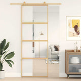 Sliding Door Gold 76x205 cm Clear ESG Glass and Aluminium 155178