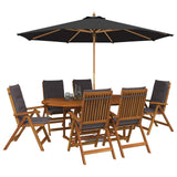 Outdoor Dining Set with Parasol 8 pcs Anthracite 3438544