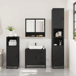 ZNTS 3 Piece Bathroom Furniture Set Black Engineered Wood 3300985