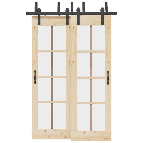 Sliding Door Hardware Kit 152,5 cm Steel Black 3295723