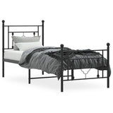Metal Bed Frame without Mattress with Footboard Black 75x190cm 374347