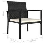 Garden Dining Chair Set of 2 Black Poly rattan Medium Durable 317170