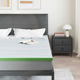 Mattress Topper White and Green 180 x 200 x 6 cm Jaquard Fabric 4106163