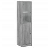 Highboard with Glass Door Grey Sonoma 35x37x142 cm 836446