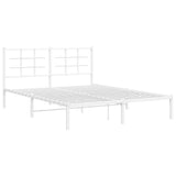 Metal Bed Frame without Mattress with Headboard White 160x200cm 355613