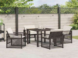 Garden Dining Set 5 pcs Black Poly Rattan 3380617