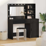 Dressing Table with Mirror Lights 2 pcs Black Engineered Wood 3334264