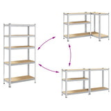 5-Layer Storage Shelves 2 pcs Silver Steel&Engineered Wood 4016948