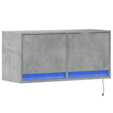 TV Wall Cabinet with LED Lights Concrete Grey 80x31x35 cm 852358