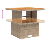 Garden Table Beige 80x80x71 cm Poly Rattan and Acacia Wood 368271
