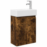 Bathroom Vanity Unit with Tap Smoked Oak 45.5 x 25.5 x 84 cm 889496