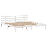 ZNTS Bookcase Bed without Mattress White 180x200 cm Super King Solid Wood Pine 3322717