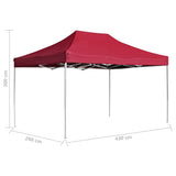 ZNTS Professional Folding Party Tent Aluminium 4.5x3 m Wine Red 45494