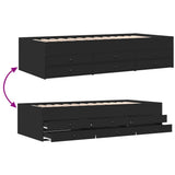 Daybed with Drawers without Mattress Black 90x190 cm Single 3280882