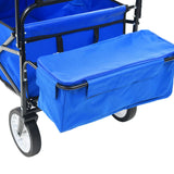 ZNTS Folding Hand Trolley with Canopy Steel Blue 147590