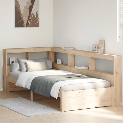 Bookcase Bed without Mattress 75x190 cm Solid Wood Pine 3324368