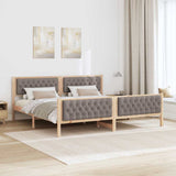 Bed Frame with Headboard Taupe 200 x 200 cm Solid Pine Wood 3394271