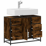 Bathroom Sink Cabinet Smoked Oak 80x33x60 cm Engineered Wood 849281
