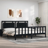 Bed Frame without Mattress Black 200x200 cm Solid Wood Pine 3192190