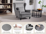 Modern Accent Chair, Upholstered Wingback Armchair with High Backrest and Pillow, Velvet-Feel Fabric T3398P377888