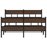 Metal Bed Frame without Mattress Brown Oak 160x200 cm 3308477