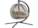 Hanging Egg Chair, Folding Texteline Swing Hammock with Side Pocket, Cushion and Stand for Indoor T3398P320371