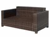 Rattan Sofa, 2 Seater Garden Furniture with Soft Padded Cushion and Armrests, Wicker Garden Loveseat T3398P314702