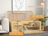 Wooden Hamster Cage with Water Bottle, Platforms, Openable Roof, Sliding Tray, Hut, Seesaws, Natural T3398P350099