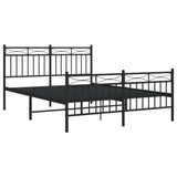Metal Bed Frame without Mattress with Footboard Black 140x190cm 373709