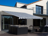 Manual Retractable Awning, 3x2.5 m-Blue/White Stripes T3398P310347