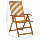 Garden Chair Set of 3 Natural Wood Solid Acacia Wood Medium 311847