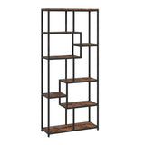 Seven-Tier Geometric Bookcase - Brown/Black T3398P423549