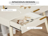 Elegant Dressing Table, with Round Mirror, 80 x 40 x 123 cm - White T3398P329491