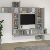 9 Piece TV Cabinet Set Concrete Grey Engineered Wood 3114657