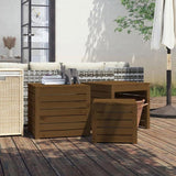 3 Piece Garden Box Set Honey Brown Solid Wood Pine 823958